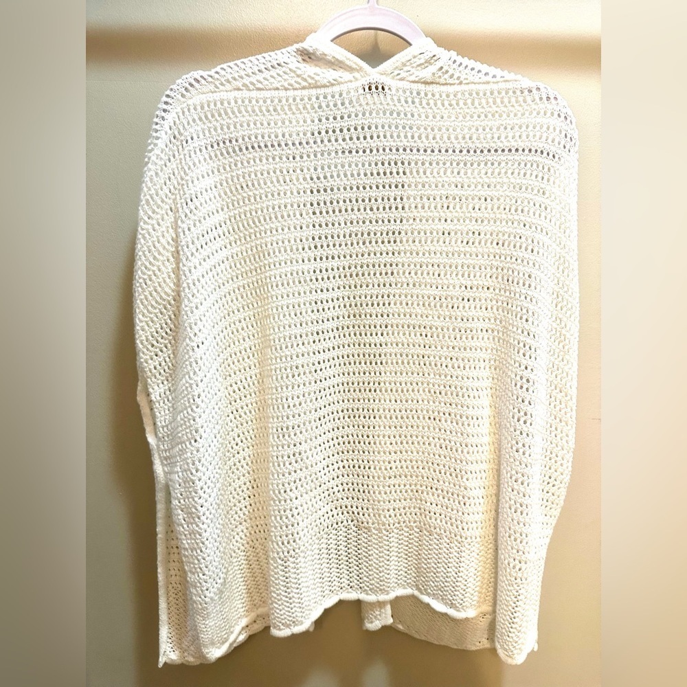 J.Crew Factory Open Knit Shrug Cardigan in White Cotton OS - Picture 5 of 7